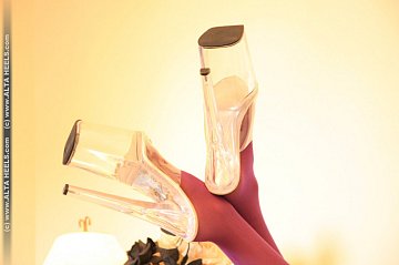 pics 10 of Sexy Blonde in Maroon Underwears and Seamed