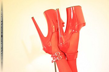 pics 9 of Sultry Babe Wearing Red Stockings Over Sheer