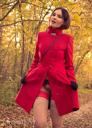 pics 2 of Jeny in an Autumn Wood Takes Off Her