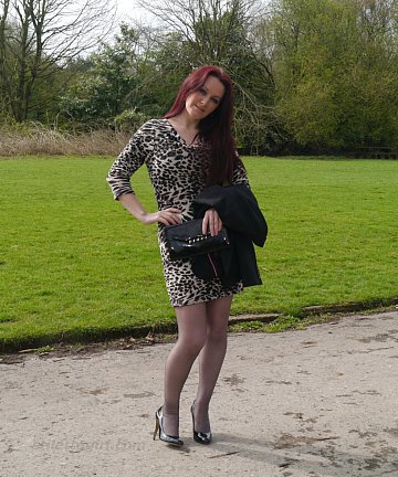 pics 11 of Redhead Girl Wearing Leopard Dress Grey