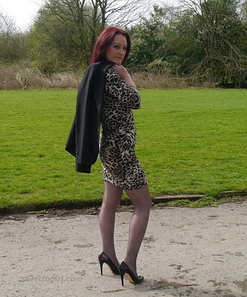 pics 14 of Redhead Girl Wearing Leopard Dress Grey