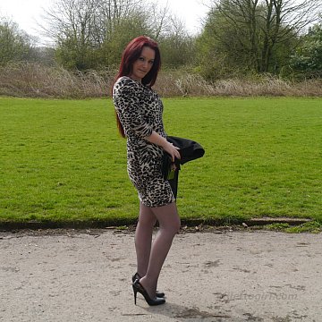 pics 9 of Redhead Girl Wearing Leopard Dress Grey